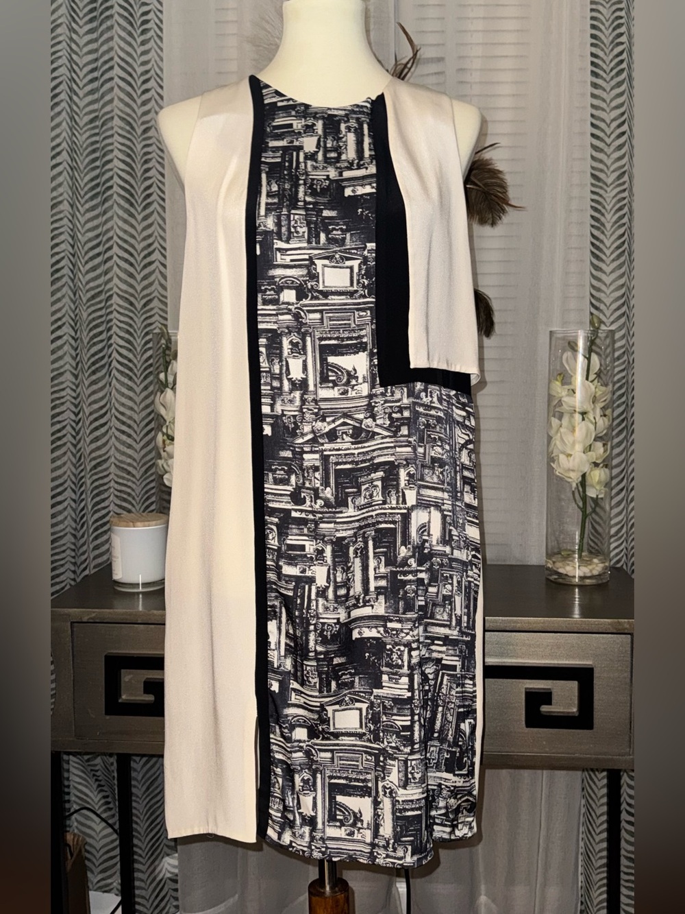 3.1 Phillip Lim NWT Silk Postcard Print Dress (peekaboo panel dress)